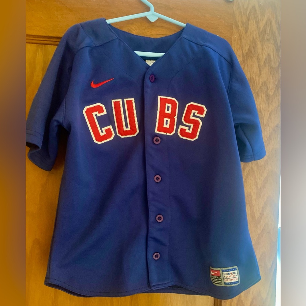 Nike MLB Genuine Merchandise Chicago Cubs Blue Jersey Button Front youth size 7